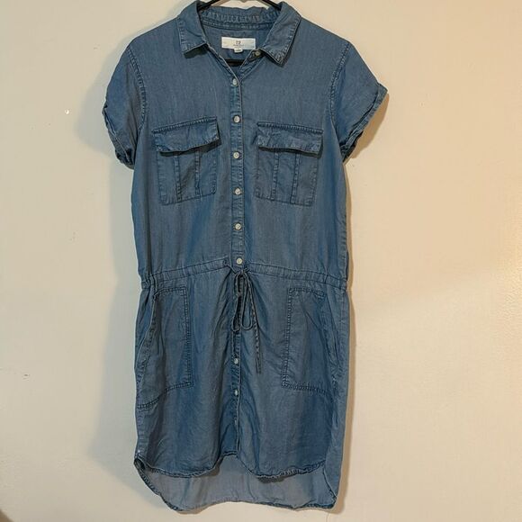 Thread & Supply Denim Button Down Utility Dress M - Picture 1 of 8